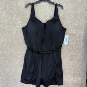 NWT Swimsuits for All Black Swimdress One Piece Swimsuit‎ Size 30